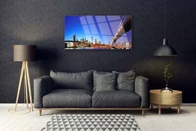 Plexiglas® Wall Art Bridge city architecture brown blue purple