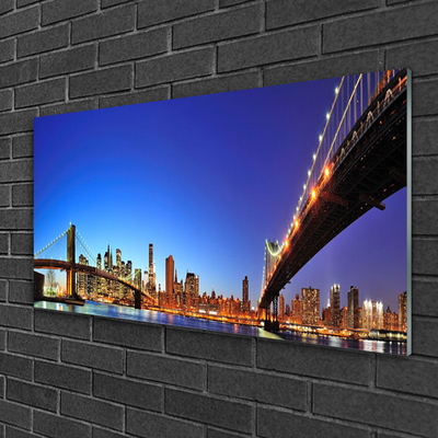 Plexiglas® Wall Art Bridge city architecture brown blue purple