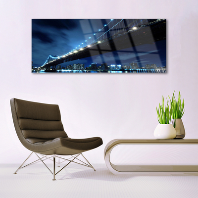 Plexiglas® Wall Art Bridge city architecture black blue