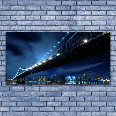 Plexiglas® Wall Art Bridge city architecture black blue