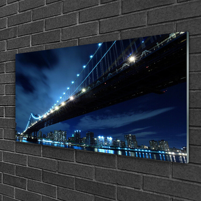 Plexiglas® Wall Art Bridge city architecture black blue