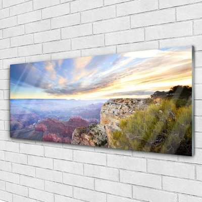 Plexiglas® Wall Art Sea mountains landscape grey green brown blue