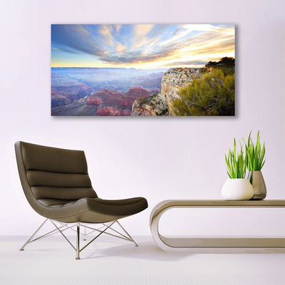 Plexiglas® Wall Art Sea mountains landscape grey green brown blue