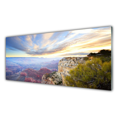 Plexiglas® Wall Art Sea mountains landscape grey green brown blue