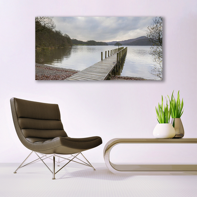 Plexiglas® Wall Art Lake forest bridge architecture green brown grey