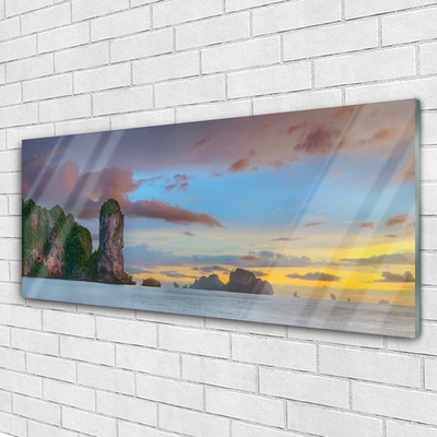 Plexiglas® Wall Art Sea mountains landscape grey green