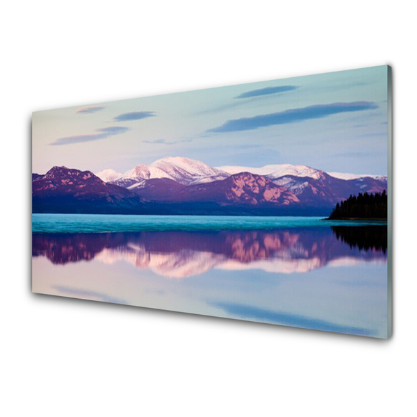 Plexiglas® Wall Art Mountain lake landscape white brown blue black