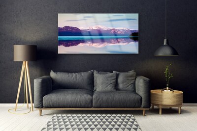 Plexiglas® Wall Art Mountain lake landscape white brown blue black