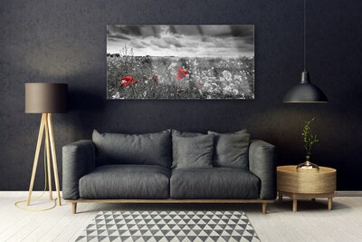 Plexiglas® Wall Art Meadow flowers nature grey red