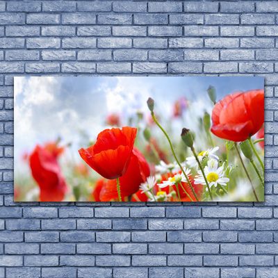 Plexiglas® Wall Art Poppies daisies floral red yellow white