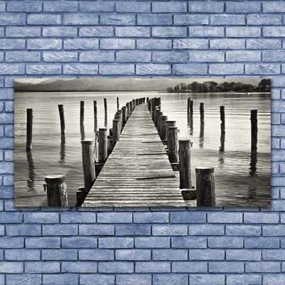 Plexiglas® Wall Art Sea bridge architecture grey