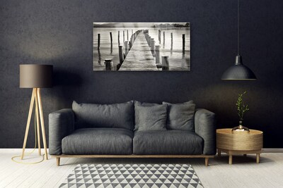Plexiglas® Wall Art Sea bridge architecture grey