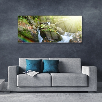 Plexiglas® Wall Art Sun waterfall rainbow nature multi