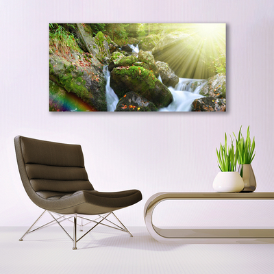 Plexiglas® Wall Art Sun waterfall rainbow nature multi