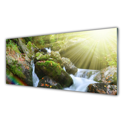 Plexiglas® Wall Art Sun waterfall rainbow nature multi