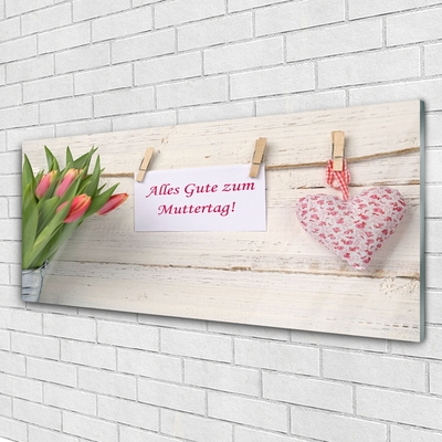 Plexiglas® Wall Art Tulip heart art green orange white red