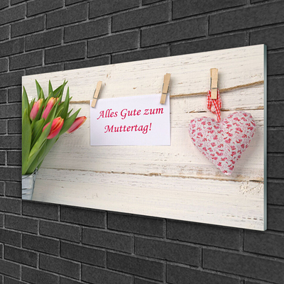 Plexiglas® Wall Art Tulip heart art green orange white red