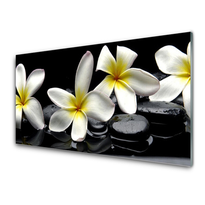 Plexiglas® Wall Art Flower stones floral green white black