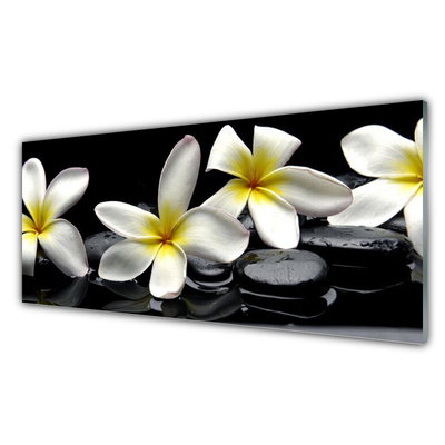 Plexiglas® Wall Art Flower stones floral green white black