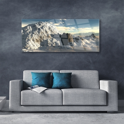 Plexiglas® Wall Art Mountains landscape grey white