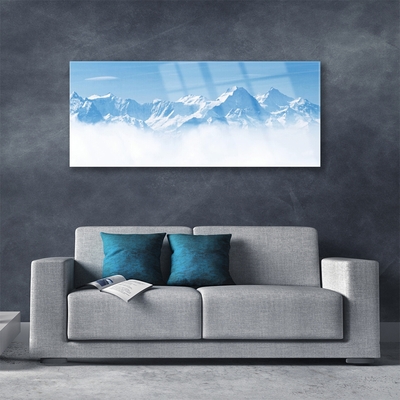 Plexiglas® Wall Art Mountain fog landscape blue white