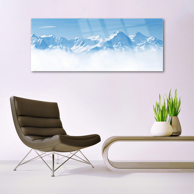 Plexiglas® Wall Art Mountain fog landscape blue white