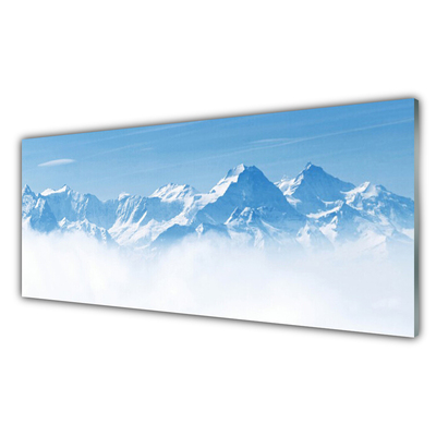 Plexiglas® Wall Art Mountain fog landscape blue white