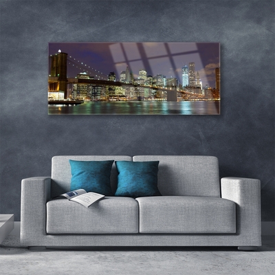 Plexiglas® Wall Art Bridge city architecture brown yellow