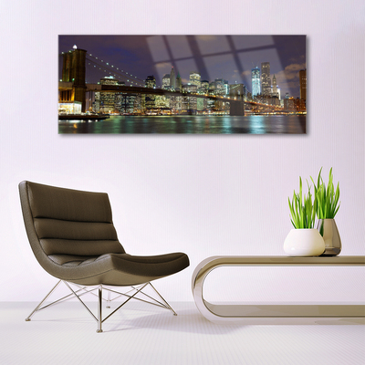 Plexiglas® Wall Art Bridge city architecture brown yellow