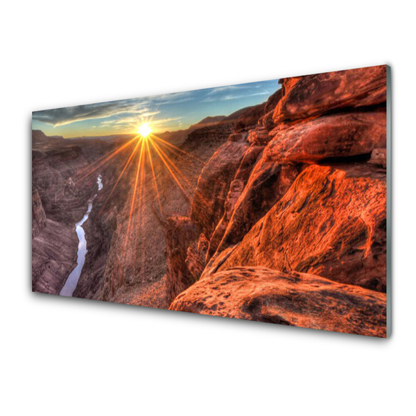 Plexiglas® Wall Art Sun desert landscape yellow brown