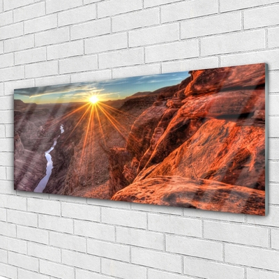 Plexiglas® Wall Art Sun desert landscape yellow brown