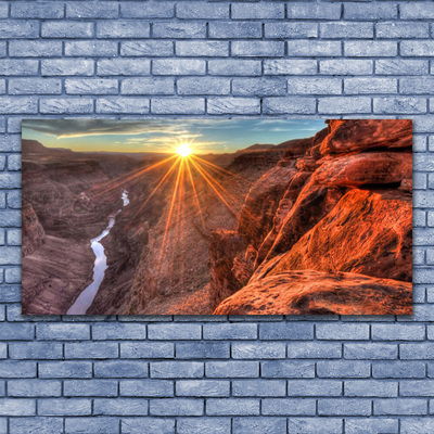 Plexiglas® Wall Art Sun desert landscape yellow brown