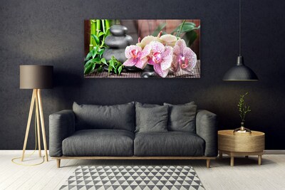 Plexiglas® Wall Art Bamboo stones flowers floral green grey pink