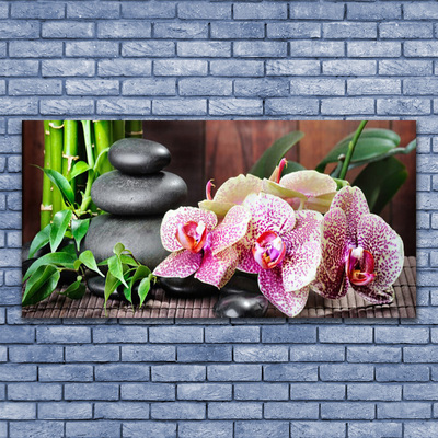 Plexiglas® Wall Art Bamboo stones flowers floral green grey pink