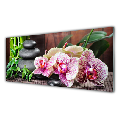 Plexiglas® Wall Art Bamboo stones flowers floral green grey pink