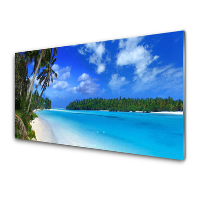 Kitchen Splashback Beach palms south sea landscape blue green