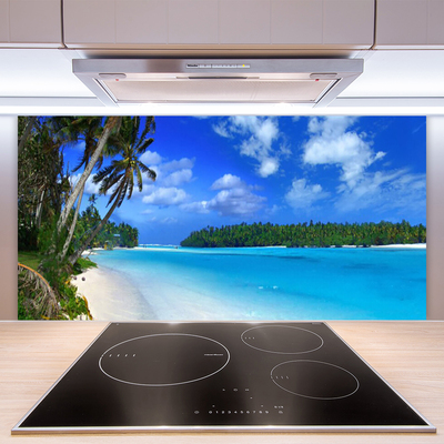 Kitchen Splashback Beach palms south sea landscape blue green