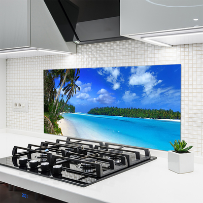 Kitchen Splashback Beach palms south sea landscape blue green