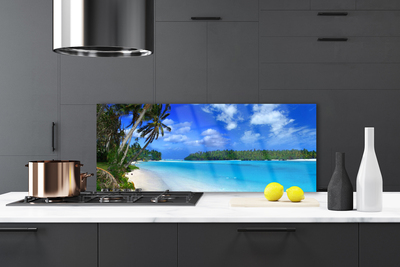 Kitchen Splashback Beach palms south sea landscape blue green