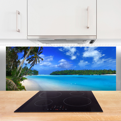 Kitchen Splashback Beach palms south sea landscape blue green