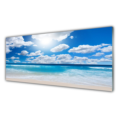 Kitchen Splashback North sea beach clouds landscape blue white
