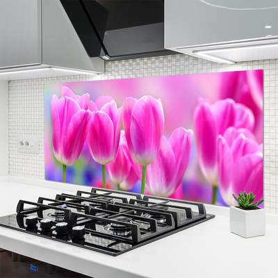 Kitchen Splashback Tulips floral pink