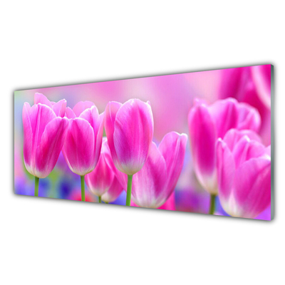 Kitchen Splashback Tulips floral pink