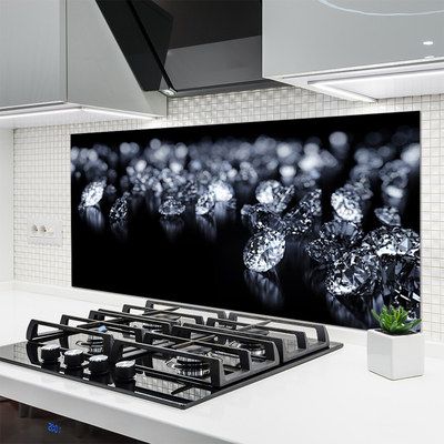 Kitchen Splashback Diamonds art black white