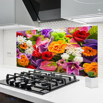 Kitchen Splashback Flowers floral multi