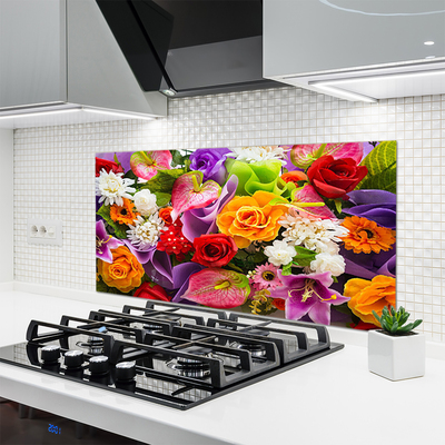 Kitchen Splashback Flowers floral multi