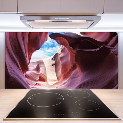 Kitchen Splashback Rock river bed art pink blue