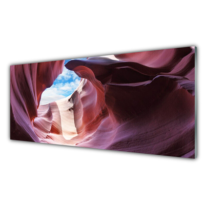 Kitchen Splashback Rock river bed art pink blue