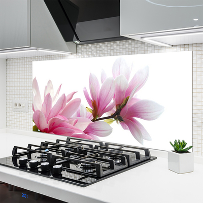 Kitchen Splashback Magnolia blossoms floral pink