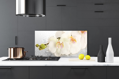 Kitchen Splashback Flowers floral white grey